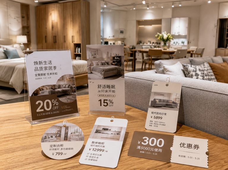 凉山彝族自治州家具门店单页海报与吊牌